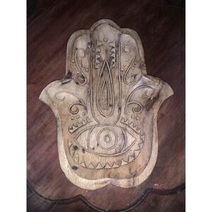 Hamsa Wooden Carved Trinket Tray